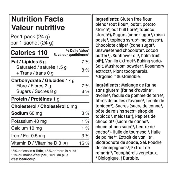 Biscuits bio à l'avoine et aux pépites de chocolat - 128 × 24 g - Fabriqués au Canada - Distribution canadienne - Livraison gratuite au Canada pour les commandes de plus de 199 $ CA