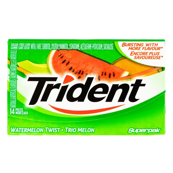 Slab Watermelon Twist - 48 x Packs of 14 - Trident - Canadian Distribution