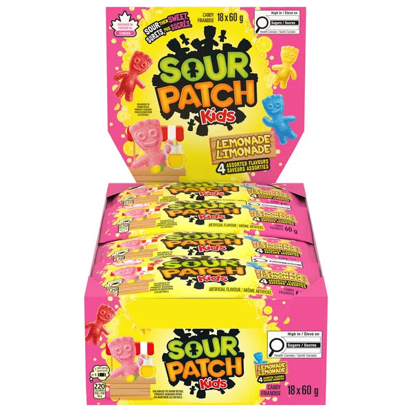 Limonade - 72 × 60 g - Sour Patch Kids - Distribution canadienne - Livraison gratuite au Canada pour les commandes de plus de 199 $ CA