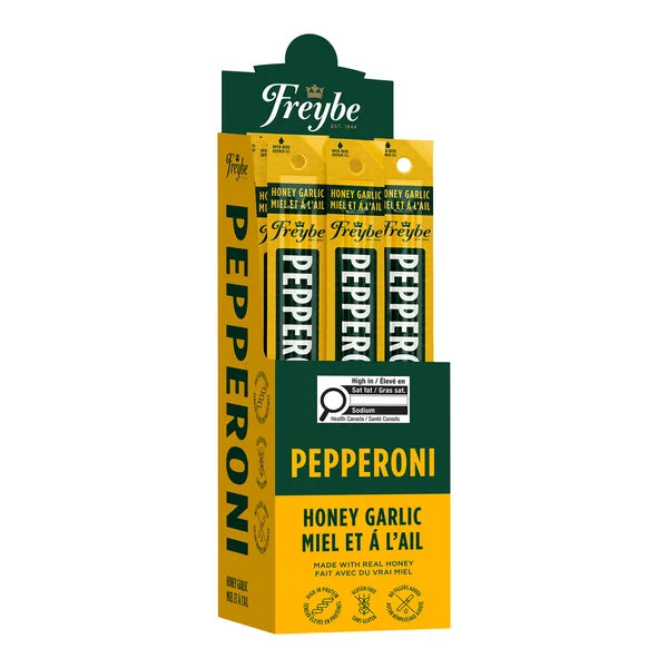 Honey Garlic Pepperoni - 96 × 40 g - Freybe - Canadian Distribution - Ships Free Within Canada on Orders Above CAD $199