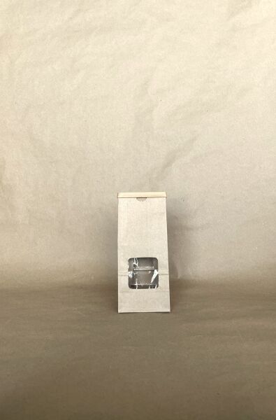 1/2lb Window Kraft Tin Tie Bag PLA Lined 3.38" x 2.5" x 7.75" 500cs ASTMD6400