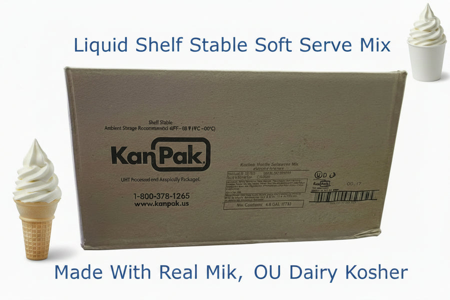 Liquid Vanilla Soft Serve Ice Cream Mix 3% - Shelf Stable Liquid Mix - 9 x 64 oz Pouches (17 L) Per Case - 50 Cases Per Pallet