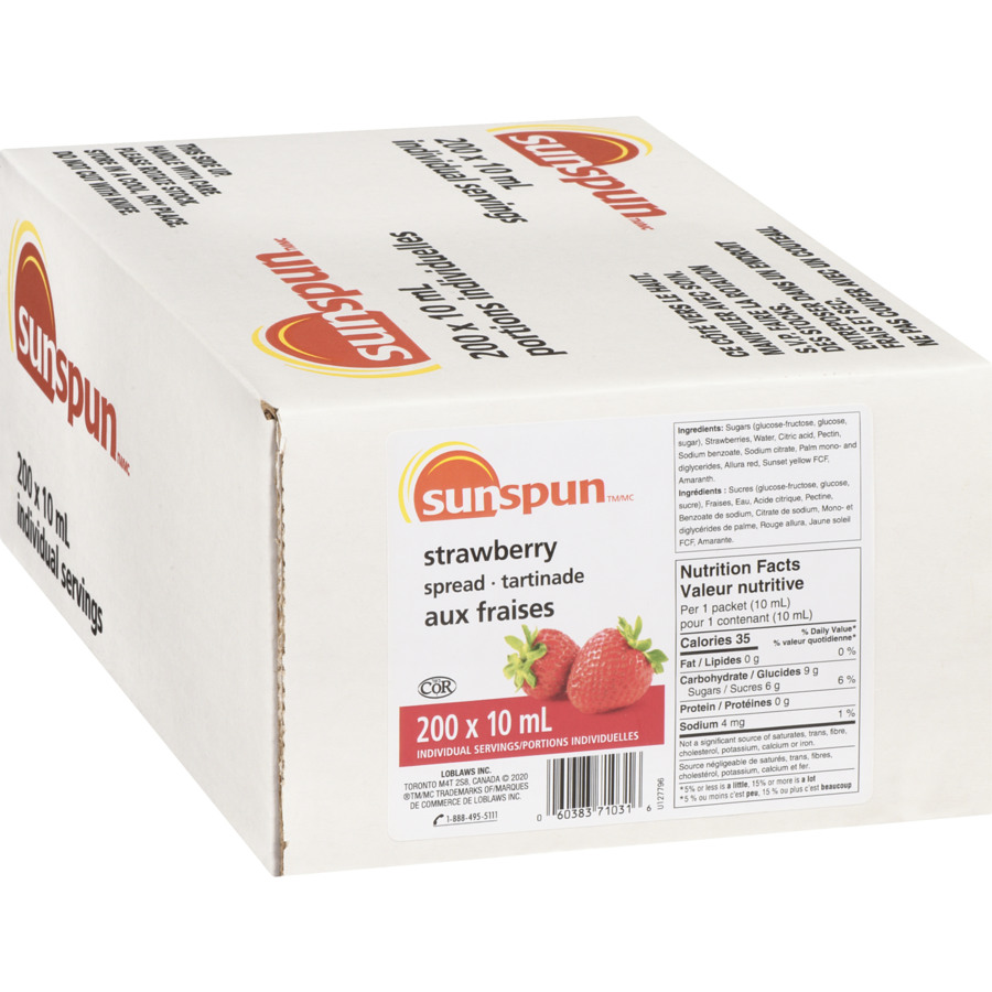 Sunspun - Strawberry Spread - Case - 200 x 10 ml - Canadian Distribution