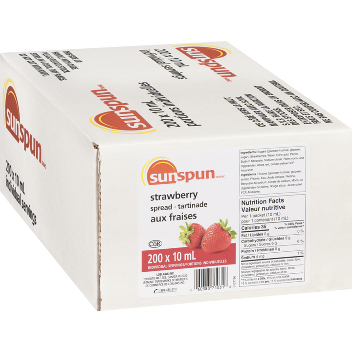 Sunspun - Strawberry Spread - Case - 200 x 10 ml - Canadian Distribution