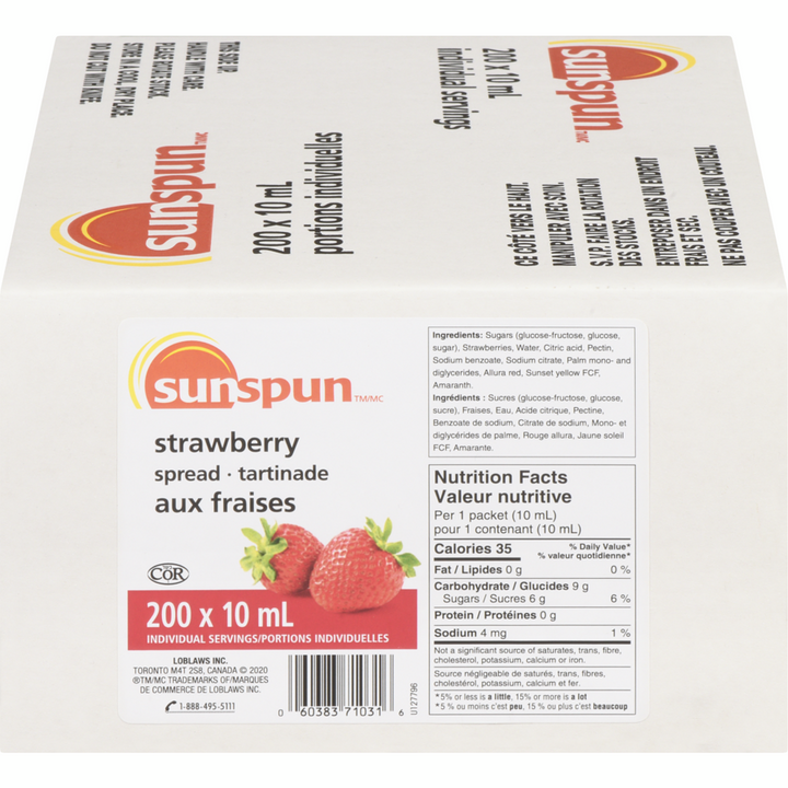 Sunspun - Strawberry Spread - Case - 200 x 10 ml - Canadian Distribution