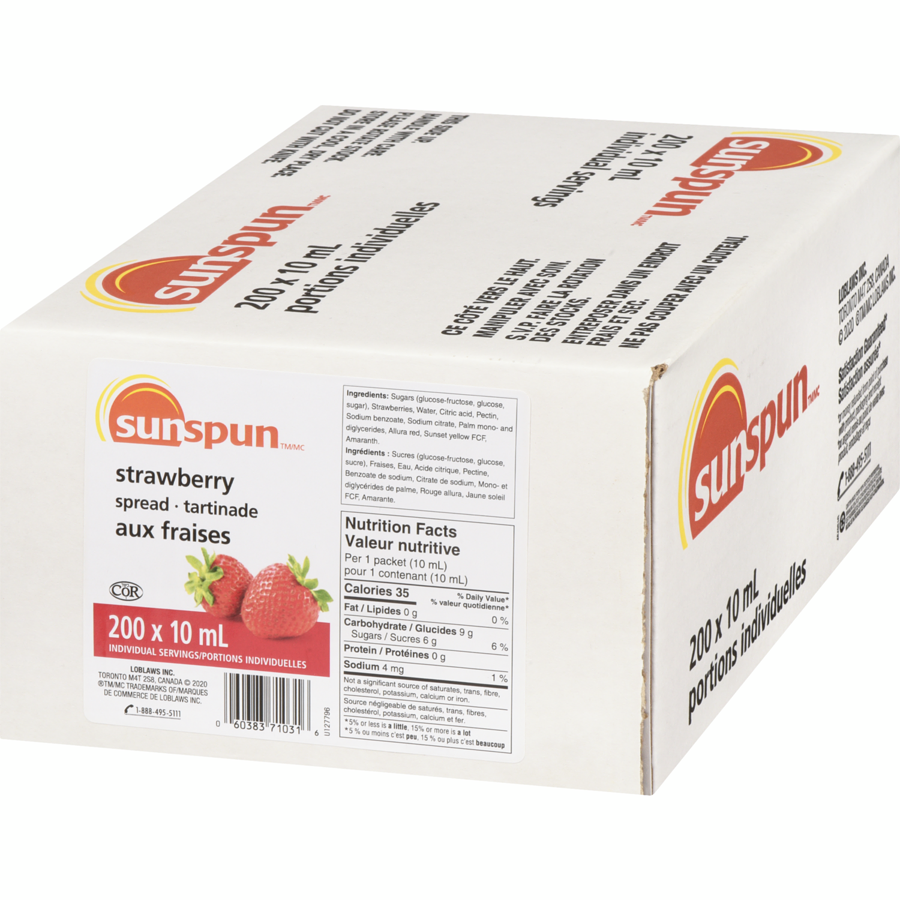 Sunspun - Strawberry Spread - Case - 200 x 10 ml - Canadian Distribution