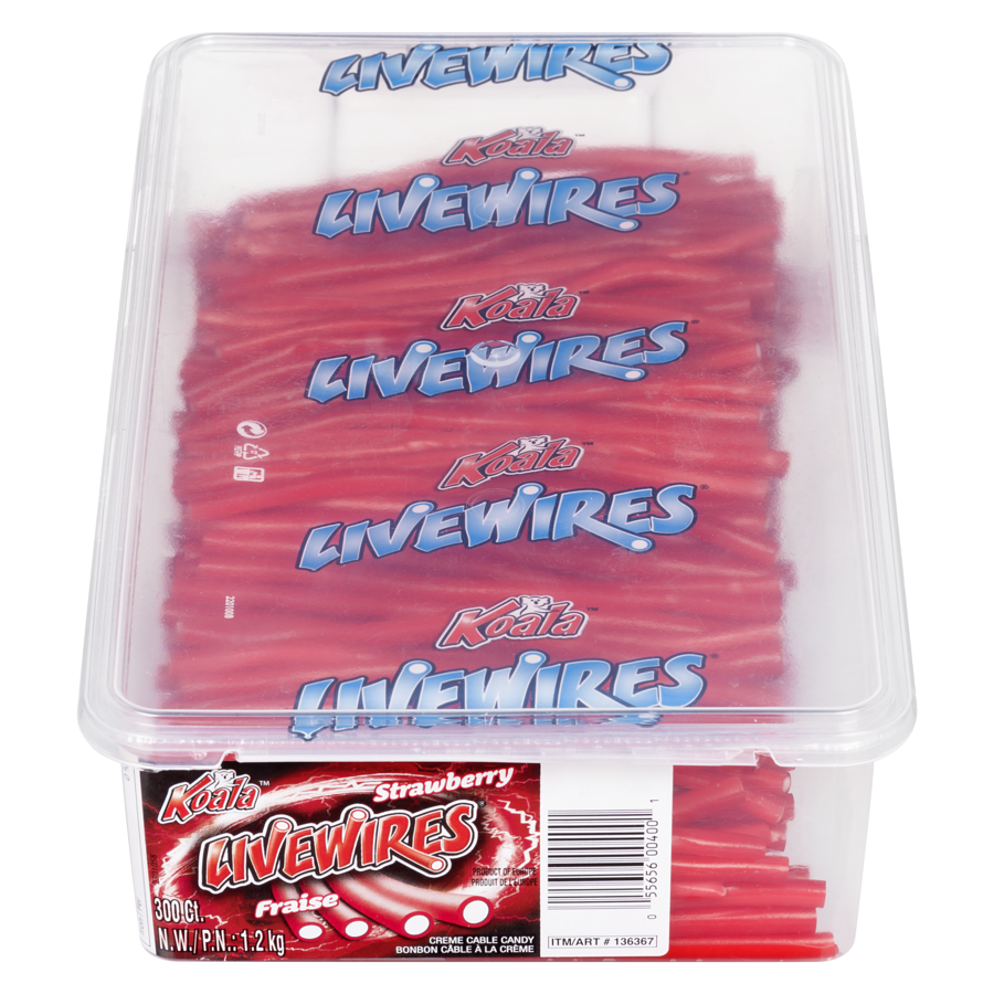 Livewires - Livewires Creme Cable Candy Strawberry - 300 each - Canadian Distribution