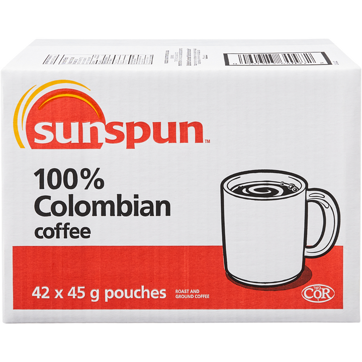 Sunspun - 100% Colombian Coffee - Case - 42 x 45 g - Canadian Distribution