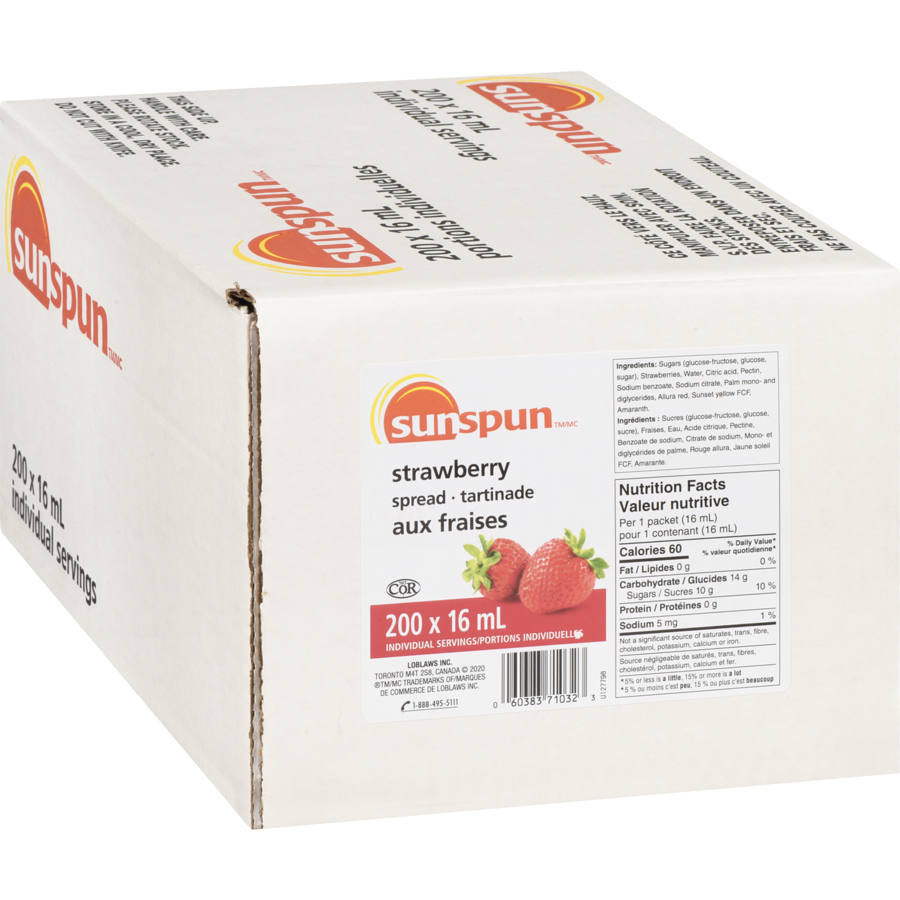 Sunspun - Strawberry Spread - Case - 200 x 16 ml - Canadian Distribution