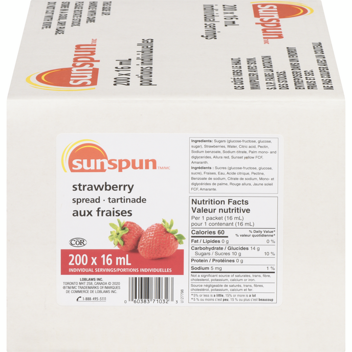 Sunspun - Strawberry Spread - Case - 200 x 16 ml - Canadian Distribution