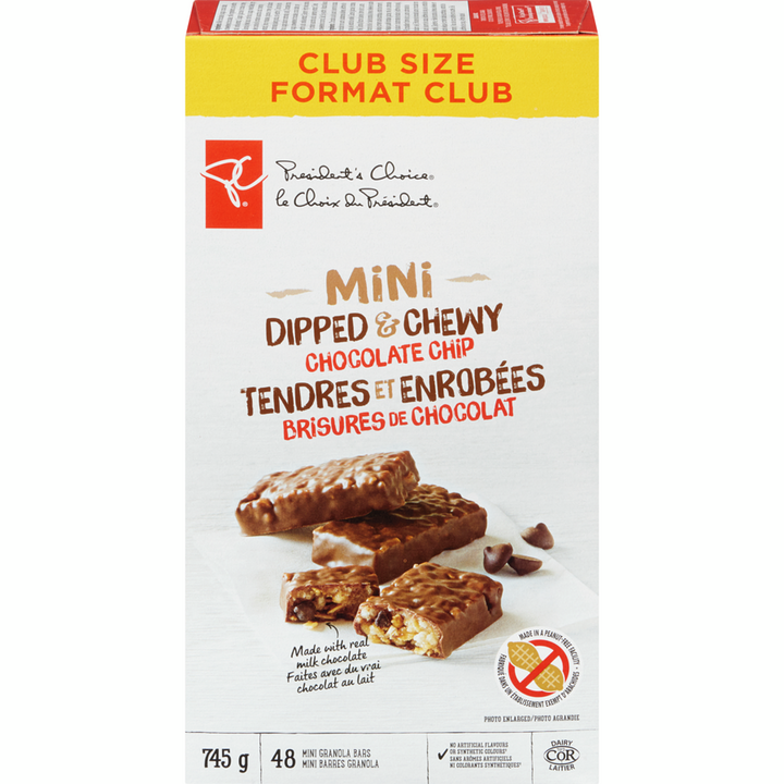 President's Choice - Mini Dipped & Chewy Chocolate Chip Granola Bars - 745 g - Canadian Distribution