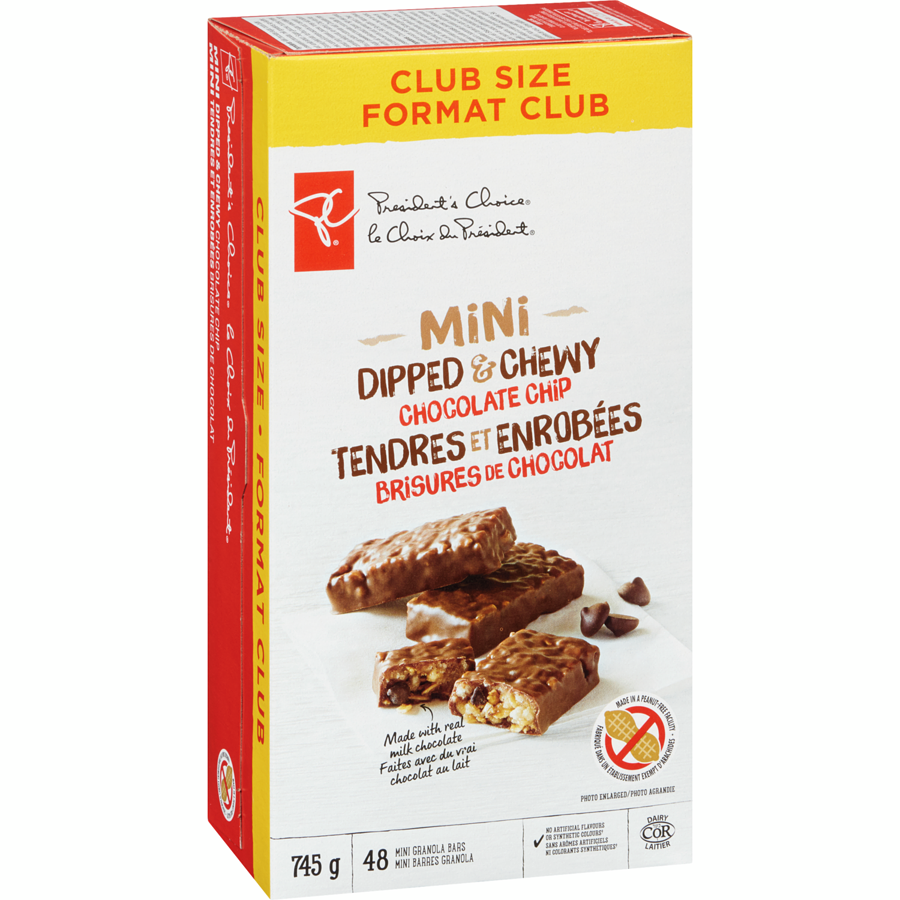 President's Choice - Mini Dipped & Chewy Chocolate Chip Granola Bars - 745 g - Canadian Distribution