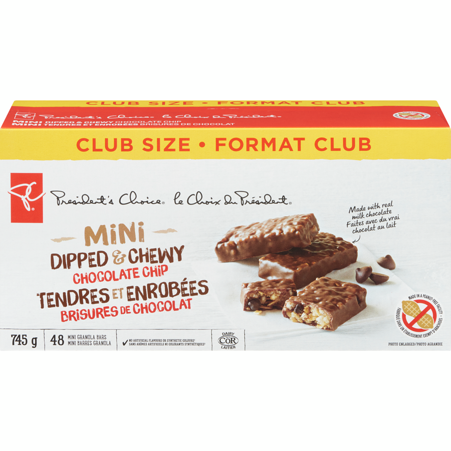 President's Choice - Mini Dipped & Chewy Chocolate Chip Granola Bars - 745 g - Canadian Distribution