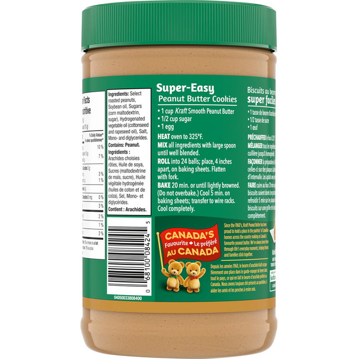 Kraft - Smooth Peanut Butter - 1 kg - Canadian Distribution