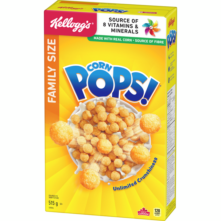 Kelloggs - Corn Pops Cereal, Family Size - 515 g - Canadian Distribution