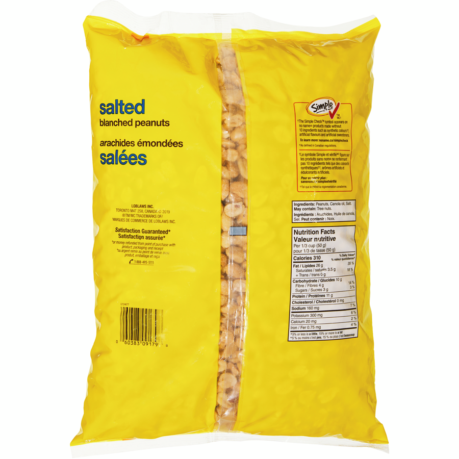 No Name - Salted Blanched Peanuts Club Size - 2 kg - Canadian Distribution