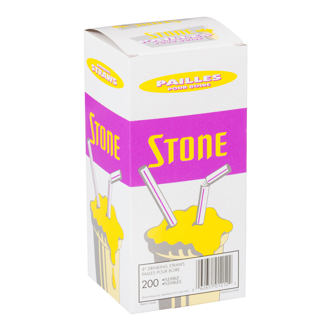 Straw Unwrapped Flexible 8 in. - 9 x 200 count - Stone Plastics - Packaging and Accessories - Restaurant Supplies and Equipment - Canadian Distribution