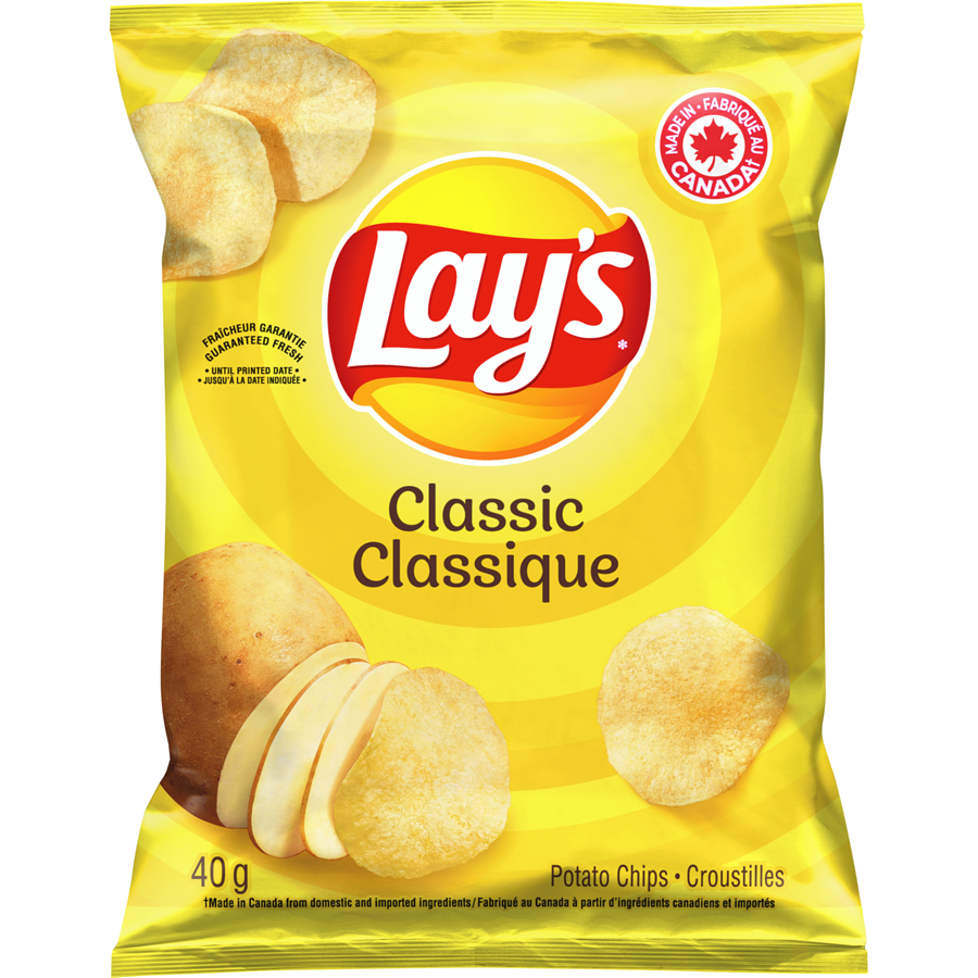 Lay's - Potato Chips, Classic, Vending Chips - Case - 40 x 40 g - Canadian Distribution