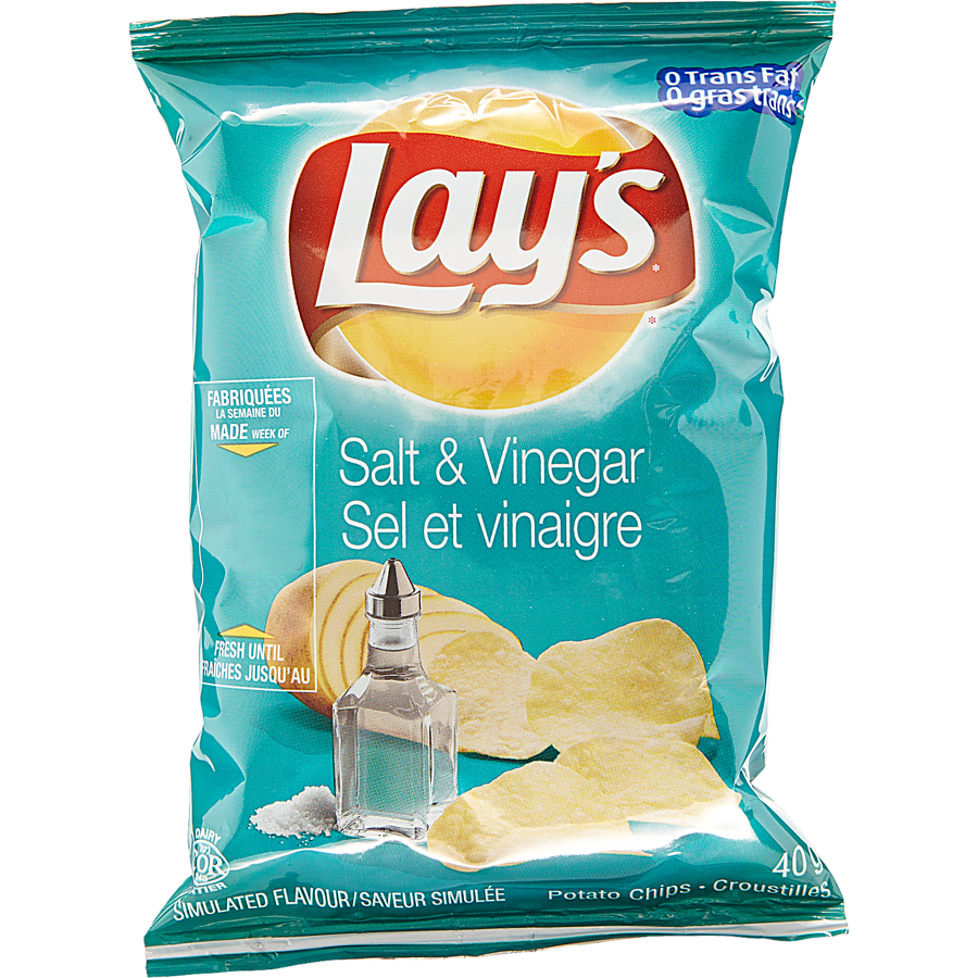 Lay's - Potato Chips, Salt & Vinegar, Vending Chips - Case - 40 x 40 g - Canadian Distribution