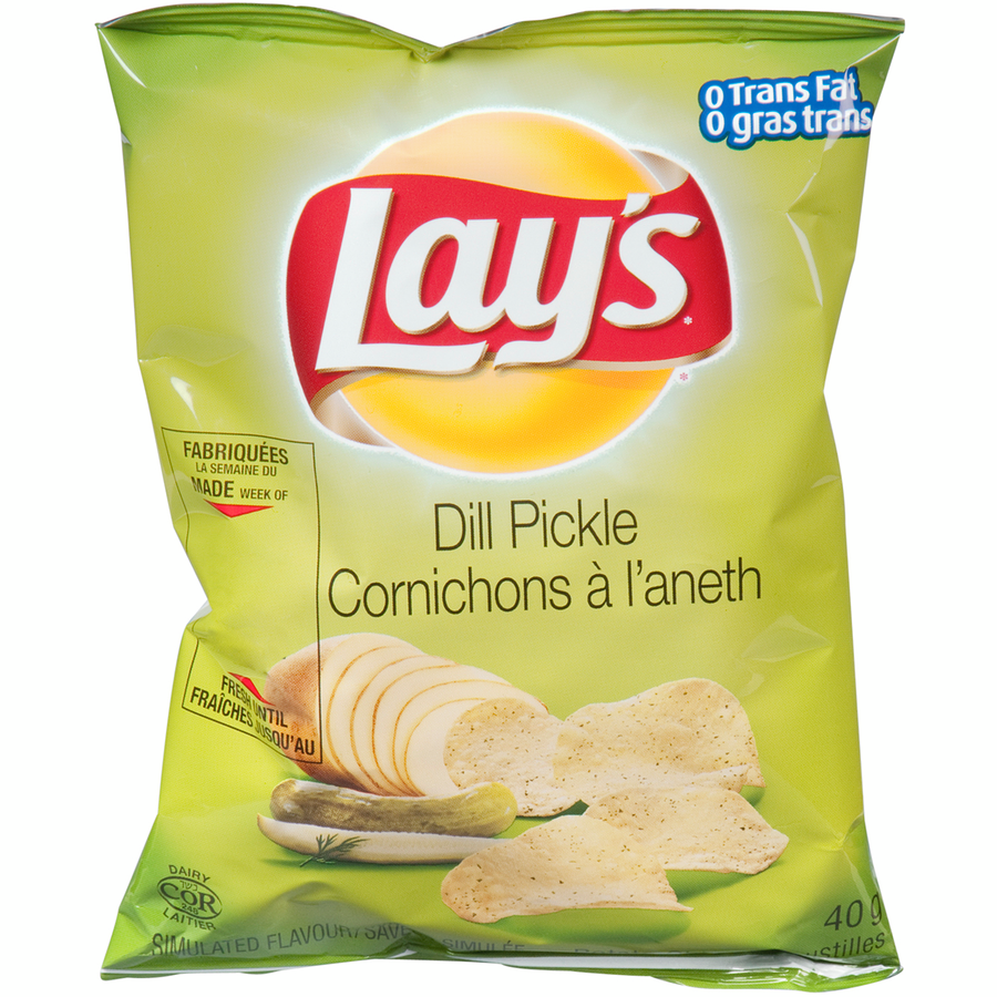 Lay's - Potato Chips, Dill Pickle, Vending Chips - Case - 40 x 40 g - Canadian Distribution