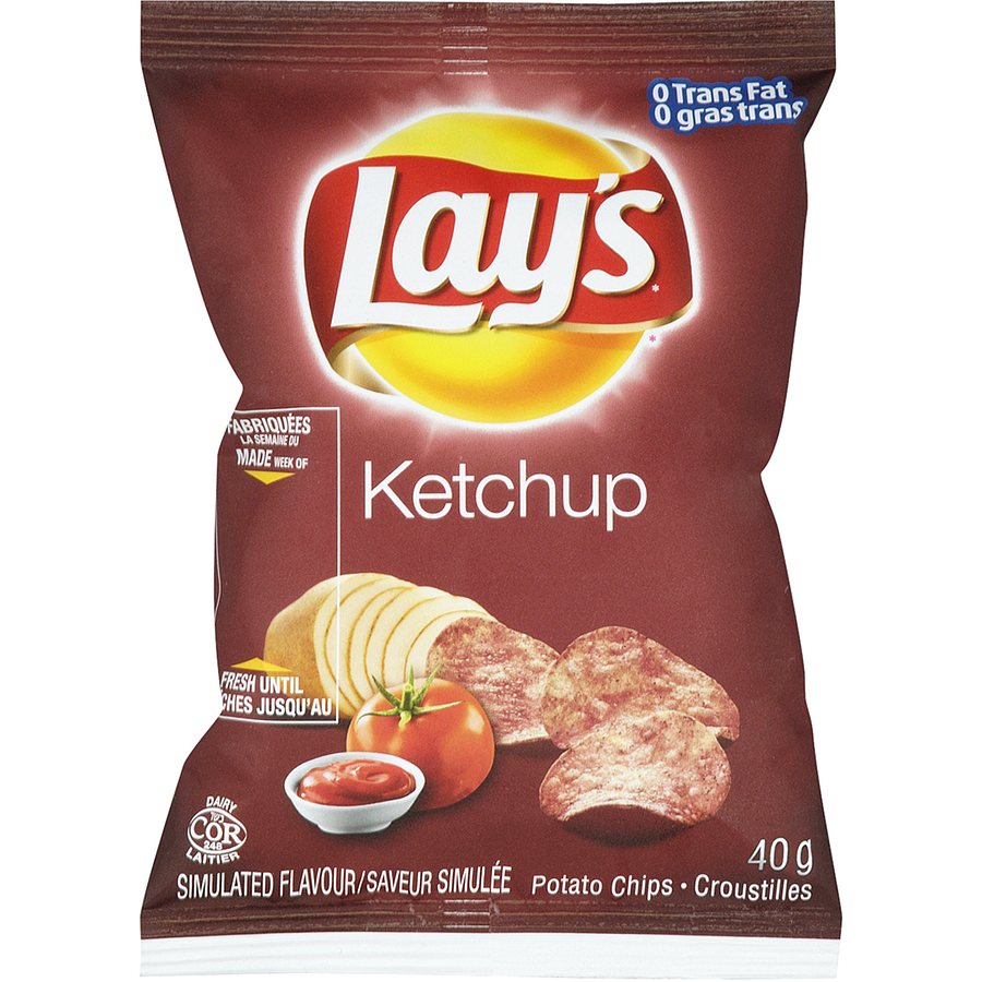 Lay's - Potato Chips, Ketchup, Vending Chips - Case - 40 x 40 g - Canadian Distribution