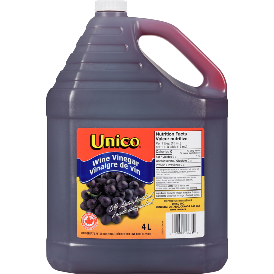 Unico - Red Wine Vinegar - 4 L - Canadian Distribution