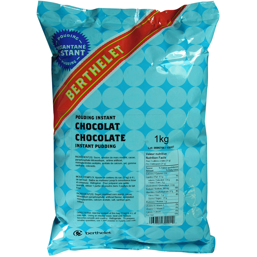 Berthelet - Chocolate Instant Pudding - 1 kg - Canadian Distribution