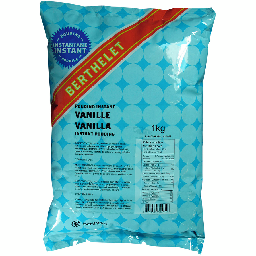 Berthelet - Vanilla Instant Pudding - 1 kg - Canadian Distribution