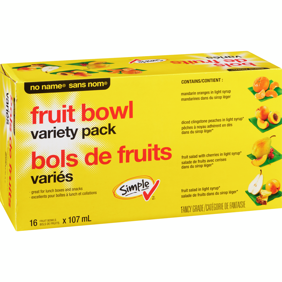 No Name - Fruit Bowl Variety Pack - Case - 16 x 107 ml - Canadian Distribution