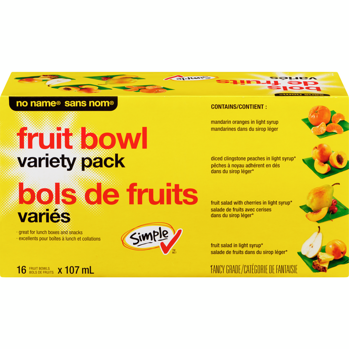 No Name - Fruit Bowl Variety Pack - Case - 16 x 107 ml - Canadian Distribution