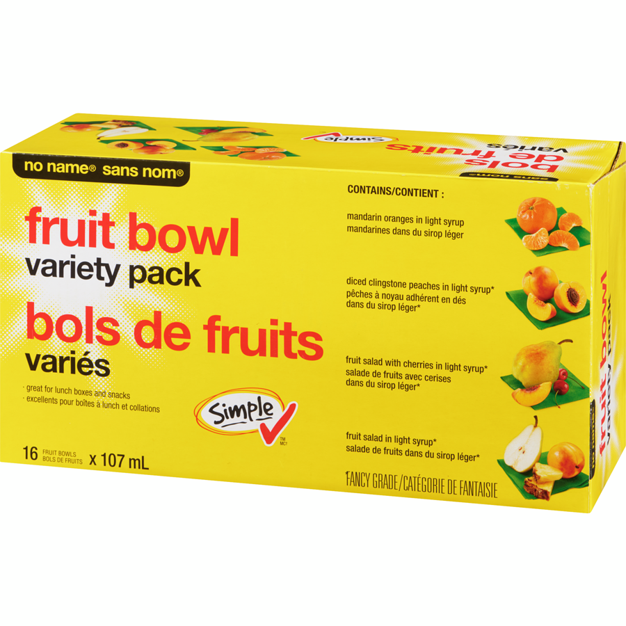 No Name - Fruit Bowl Variety Pack - Case - 16 x 107 ml - Canadian Distribution