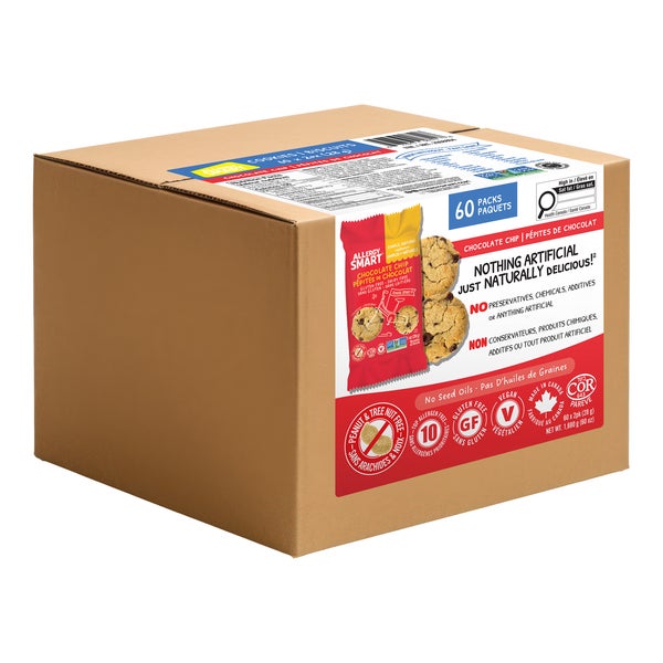 Chocolate Chip Cookies - 48 × 25 g - Allergy Smart - Canadian Distribution - Ships Free Within Canada on Orders Above CAD $199