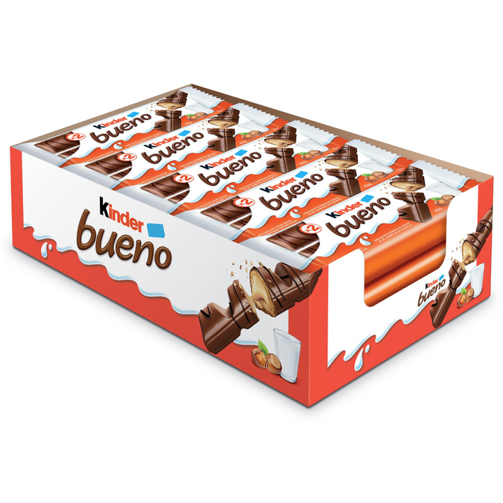 Kinder - BUENO Milk Chocolate and Hazelnut Cream Candy Bars 20-Pack - Case - 20 x 43 g - Canadian Distribution