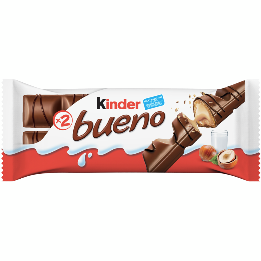 Kinder - BUENO Milk Chocolate and Hazelnut Cream Candy Bars 20-Pack - Case - 20 x 43 g - Canadian Distribution