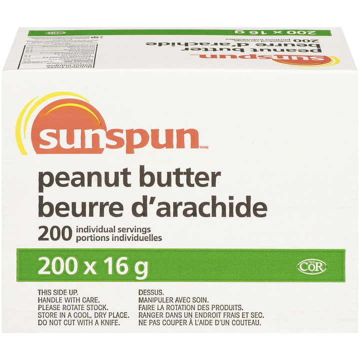 Sunspun - Peanut Butter, Individual Servings - Case - 200 x 16 g - Canadian Distribution