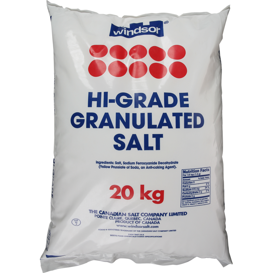 Windsor - Hi-Grade Granulated Salt - 20 kg - Canadian Distribution