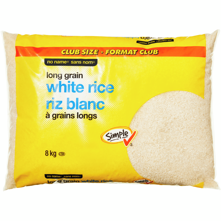 No Name - Long Grain White Rice Club Size - 8 kg - Canadian Distribution