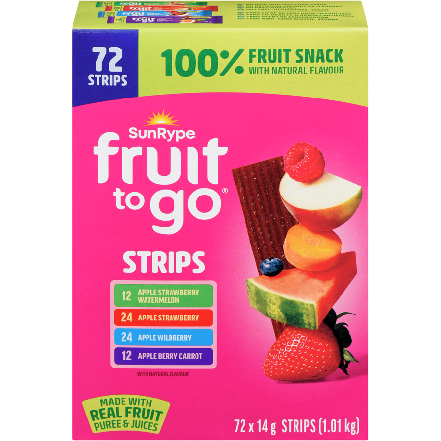 Sunrype - Fruit To Go 100% Fruit and Veggie Snack Pack - Case - 72 x 14 g - Canadian Distribution