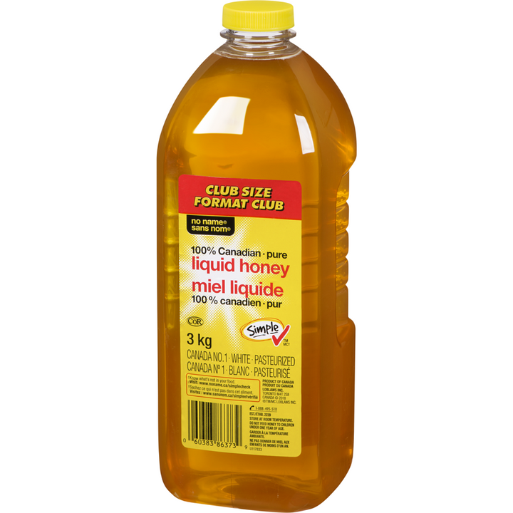 No Name - 100% Canadian Pure Liquid Honey, Club Pack - 3 kg - Canadian Distribution