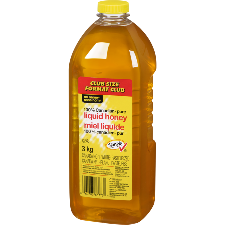 No Name - 100% Canadian Pure Liquid Honey, Club Pack - 3 kg - Canadian Distribution