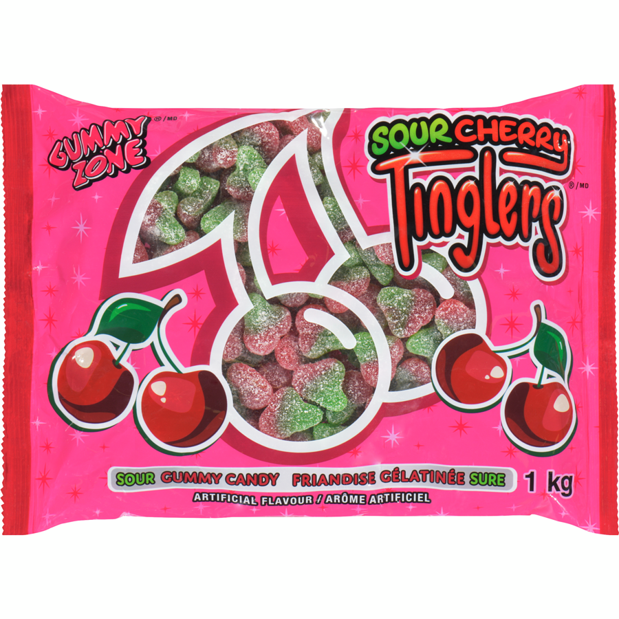 Gummy Zone - Sour Cherry Tingler Candy - 1 kg - Canadian Distribution