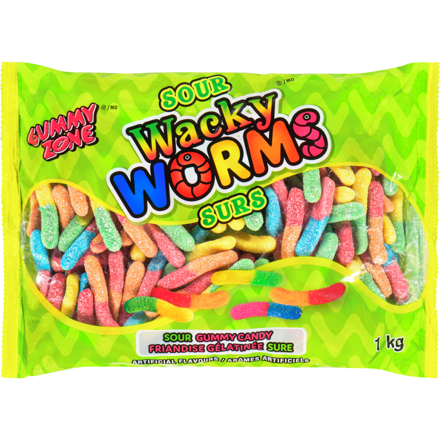 Gummy Zone - Sour Super Wormies - 1 kg - Canadian Distribution