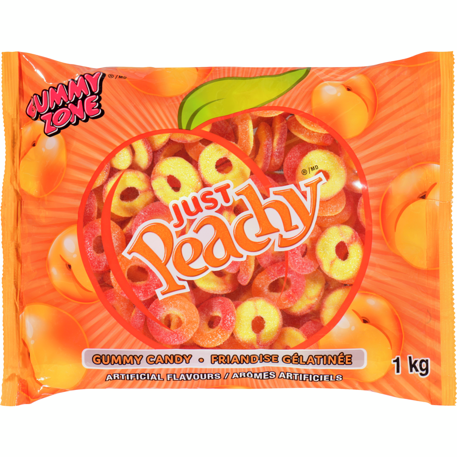 Gummy Zone - Peach Ring Candies - 1 kg - Canadian Distribution