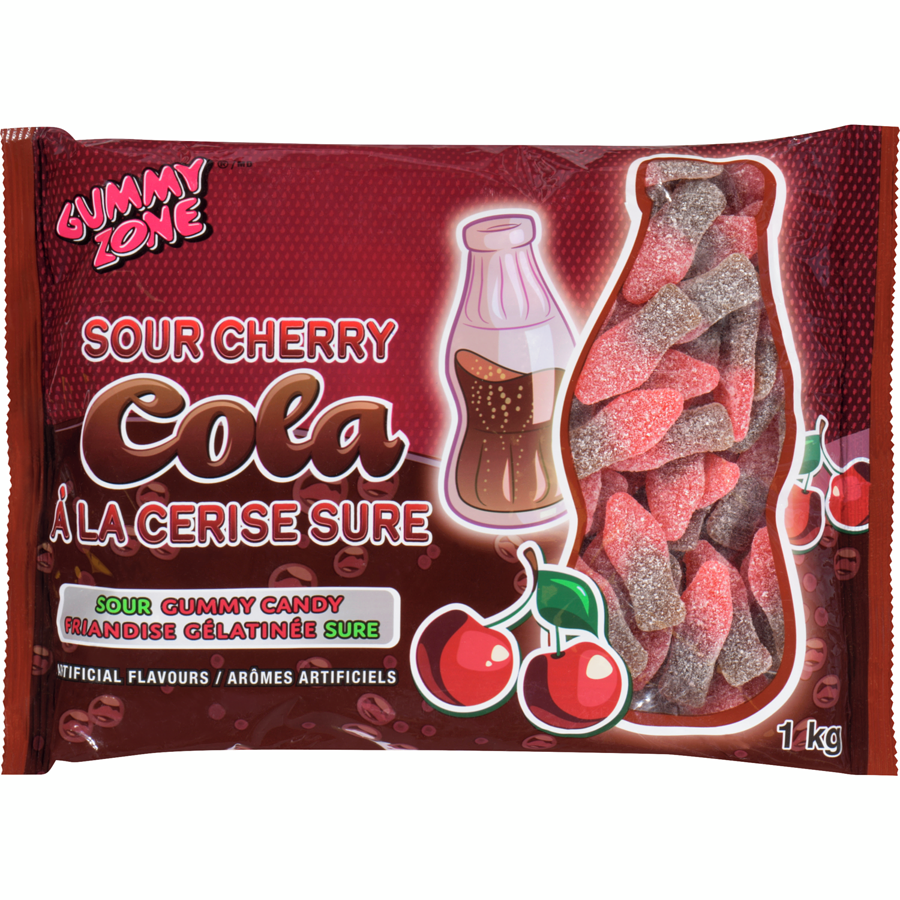 Gummy Zone - Sour Cherry Cola Bottles - 1 kg - Canadian Distribution