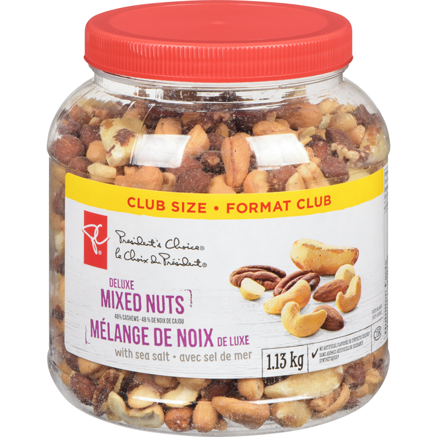 President's Choice - Deluxe Mixed Nuts with Sea Salt - 1.13 kg - Canadian Distribution