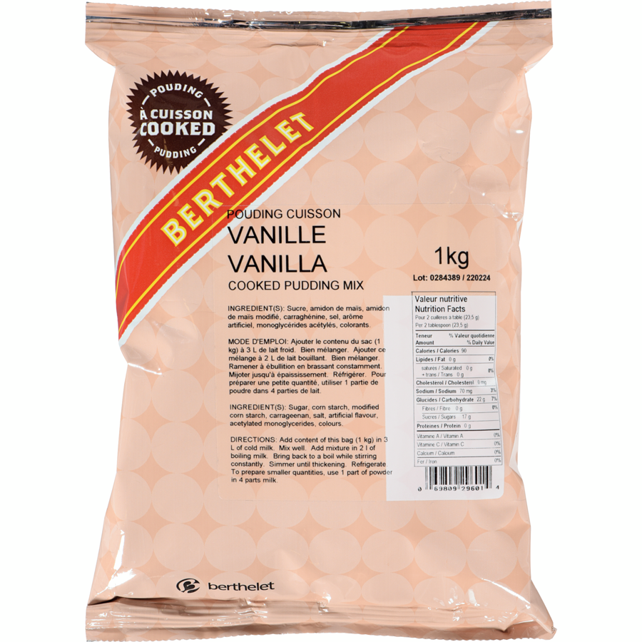 Berthelet - Pie Powder, Vanilla - 1 kg - Canadian Distribution