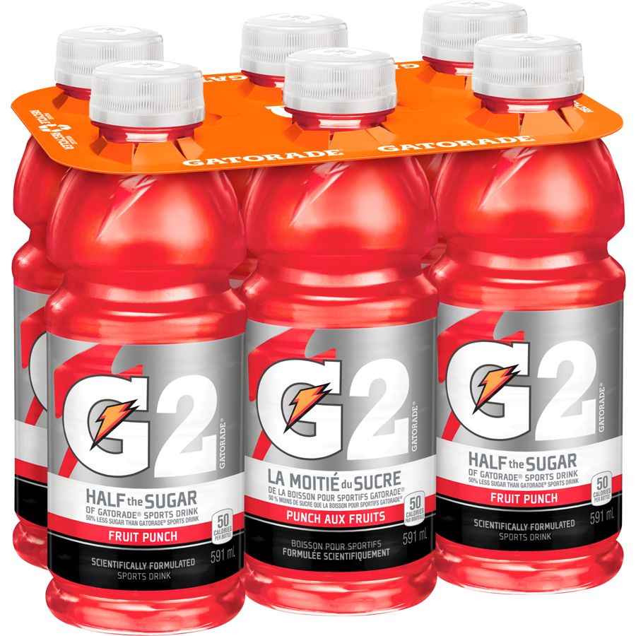 Gatorade - G2, Fruit Punch - Case - 6 x 591 ml - Canadian Distribution