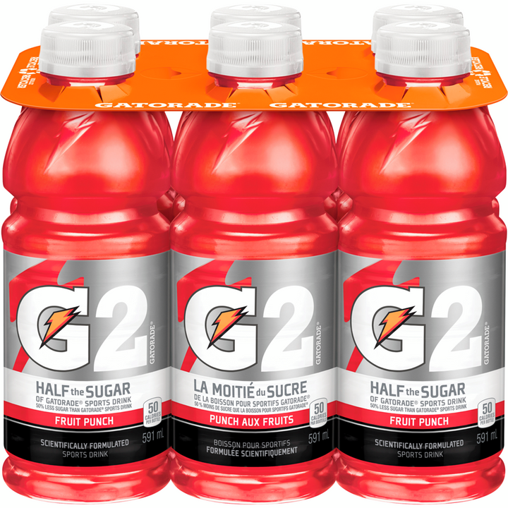 Gatorade - G2, Fruit Punch - Case - 6 x 591 ml - Canadian Distribution