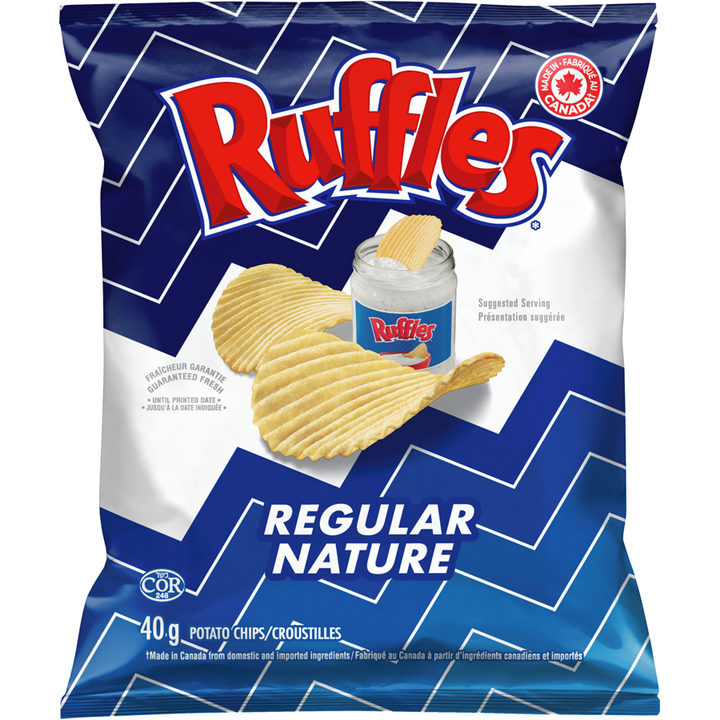 Ruffles - Potato Chips, Regular, Vending Chips - Case - 48 x 40 g - Canadian Distribution