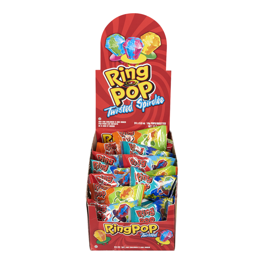 Ring Pop - Twisted Fruit Pops - Case - 24 x 14 g - Canadian Distribution